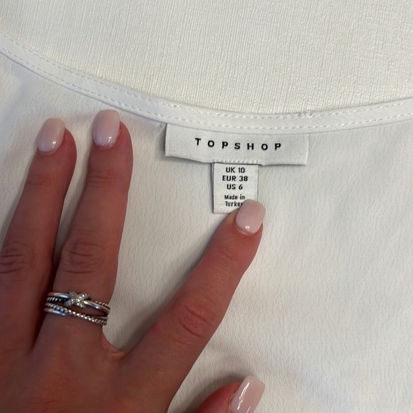 🔴 TOPSHOP IVORY BUTTON PRAIRIE SHORT SLEEVE BLOUSE - Picture 4 of 6